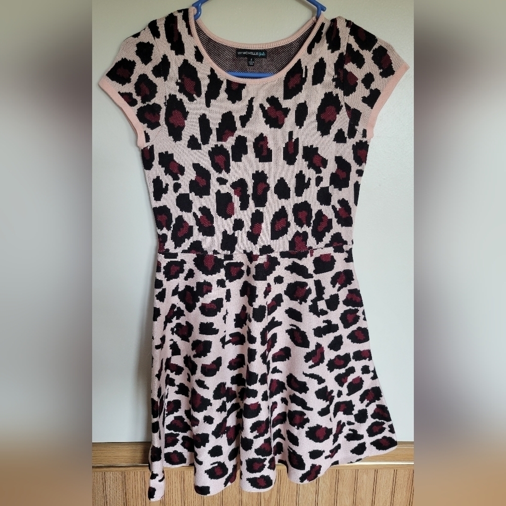 My Michelle Girla Pink Leopard Print Sweater Dress Size Large